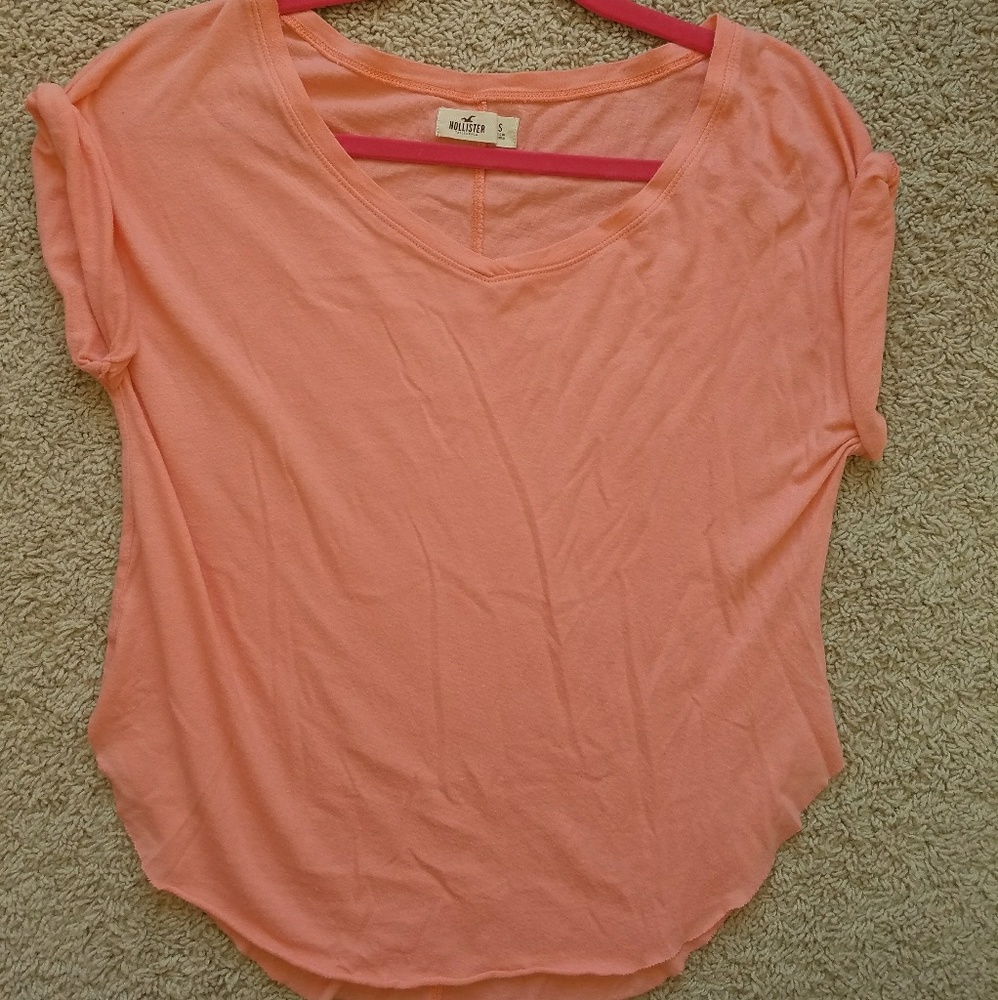 Hollister coral color shirt